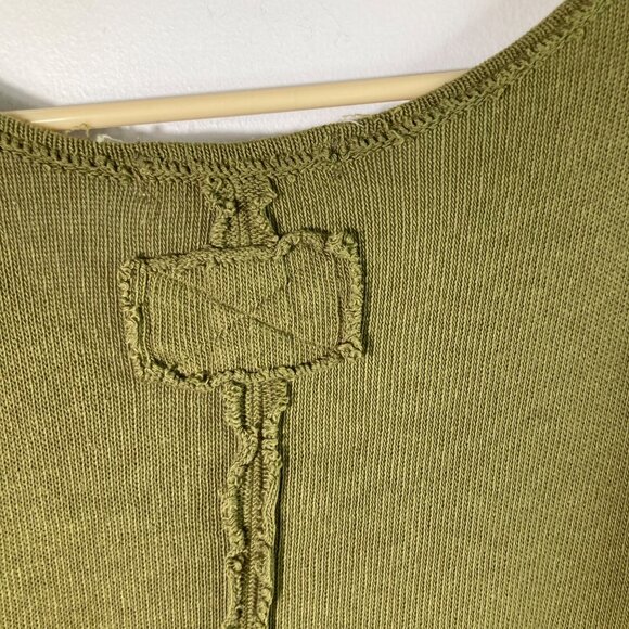 Womens We The Free Come & Get It Top Raw Edge Knit V Neck M Green - Picture 8 of 12
